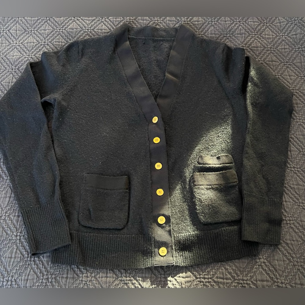 ⚓️ J. Crew Navy Blue Merino Wool Cardigan with Gold Buttons Size XS
